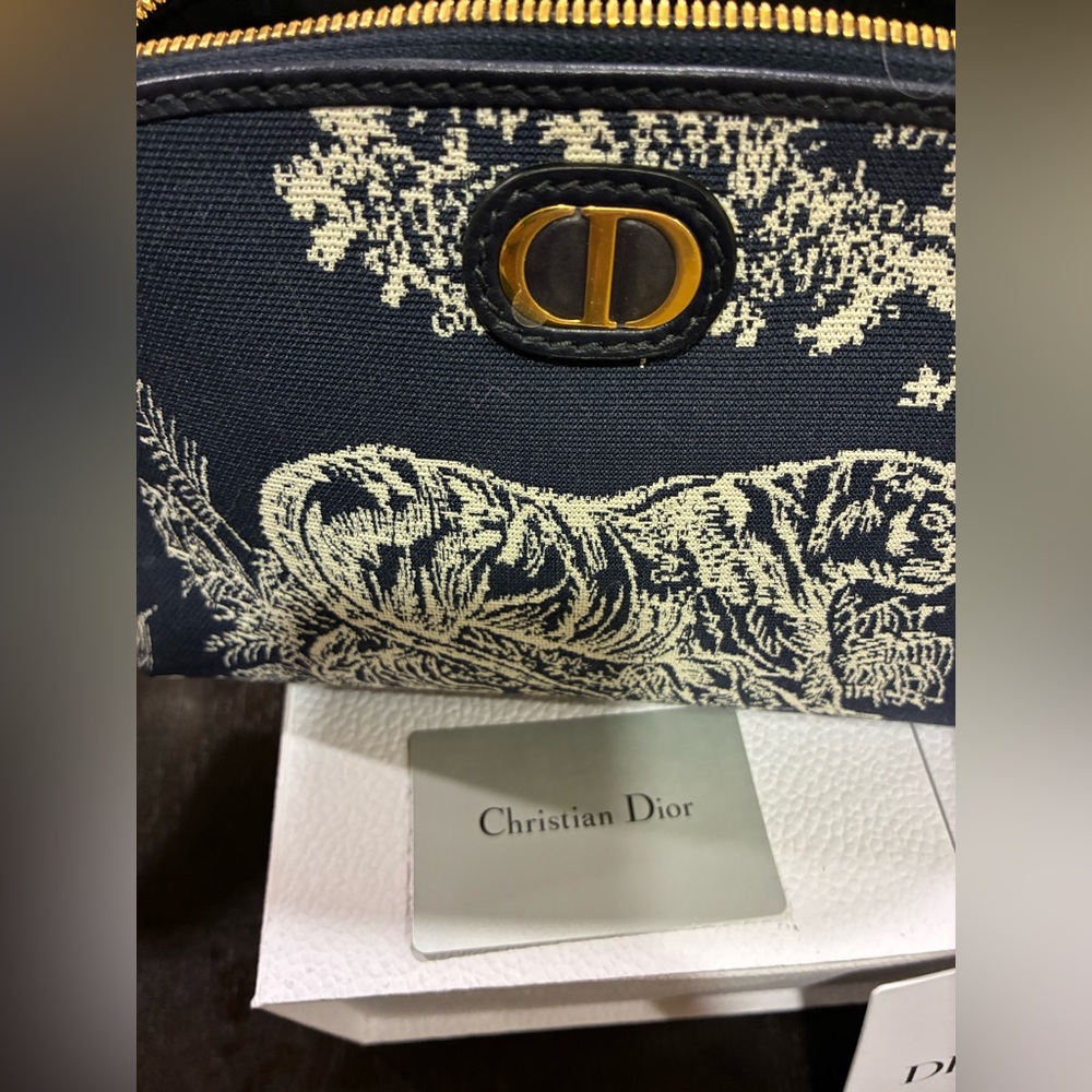 Authentic Christan Dior Navy and White Pouch - Picture 12 of 12